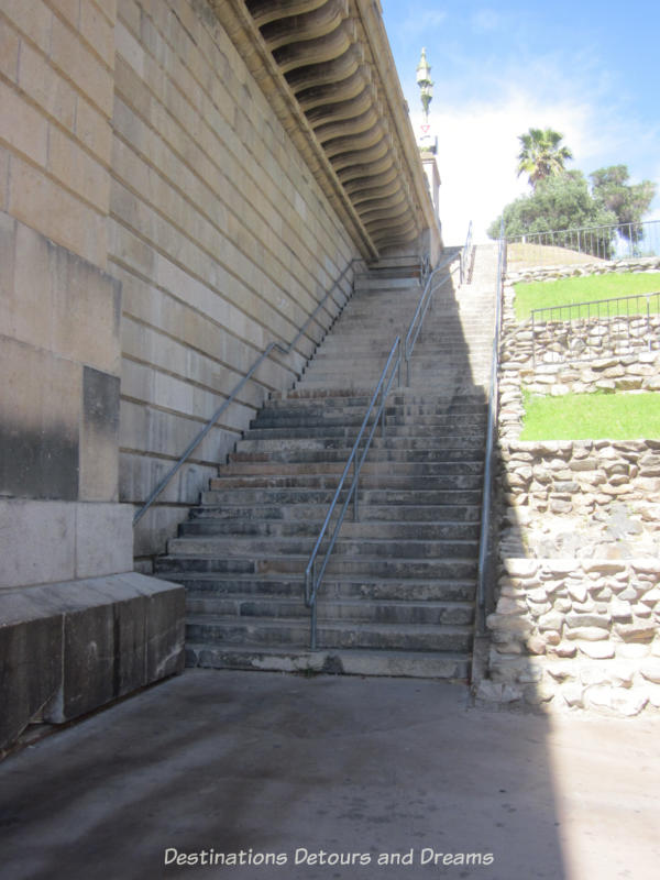 Stone stairs at the side of a stone bridge