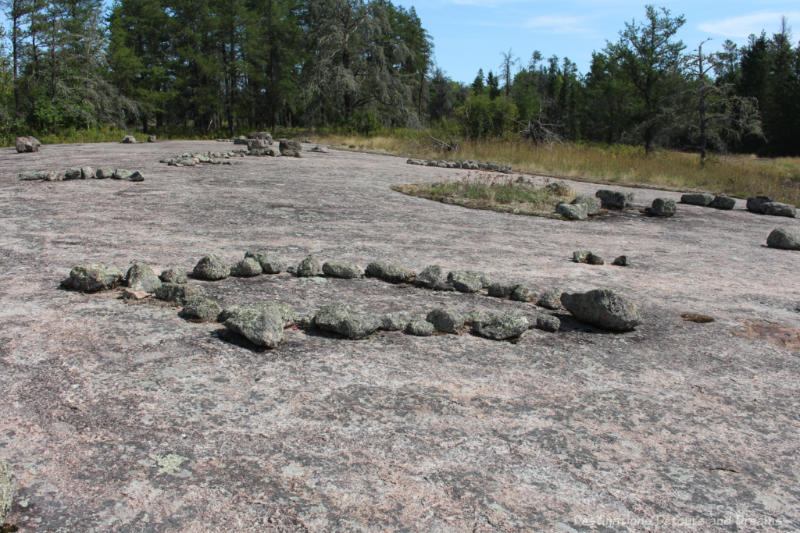 Petroforms on bedrock at Bannock Point in Manitoba Whiteshell Provincial Park