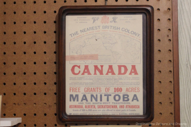 Display of Canada land grants advertisement from the land 1800s