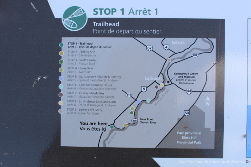 Sign showing stopping points along a heritage trail