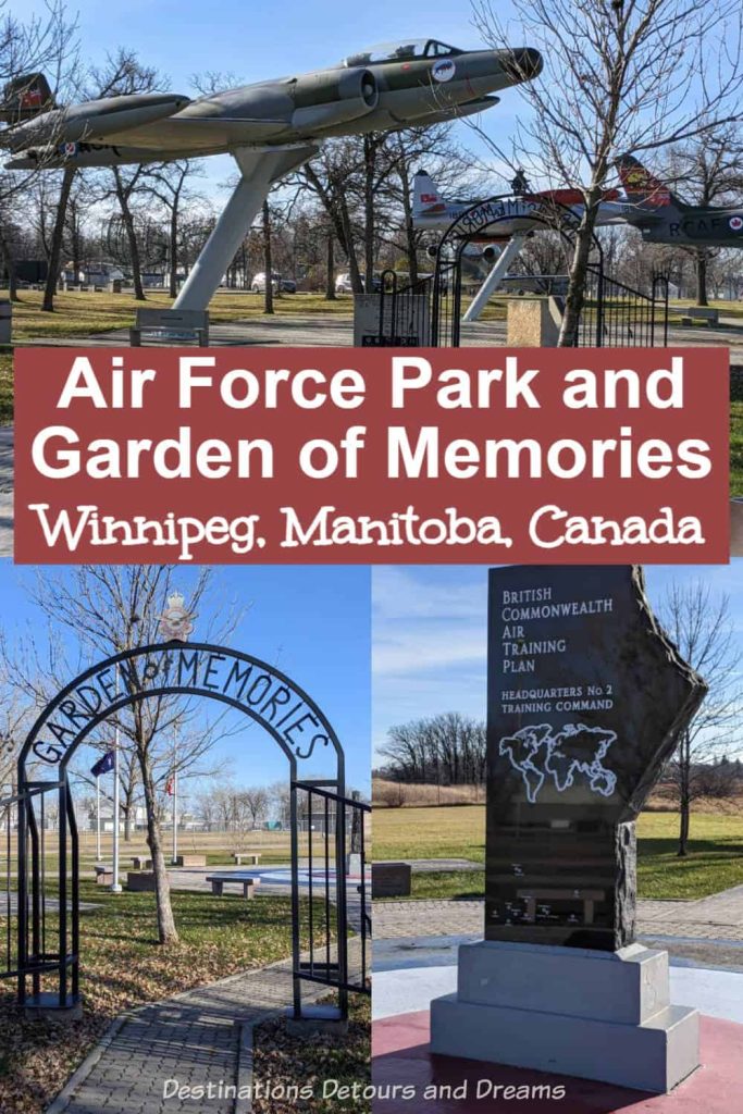 Winnipeg Air Force Park And Garden of Memories - Outdoor Air Force park showing airplanes and a Garden of Memories offering a tribute to the British Commonwealth Air Training Plan in Winnipeg, Manitoba, Canada