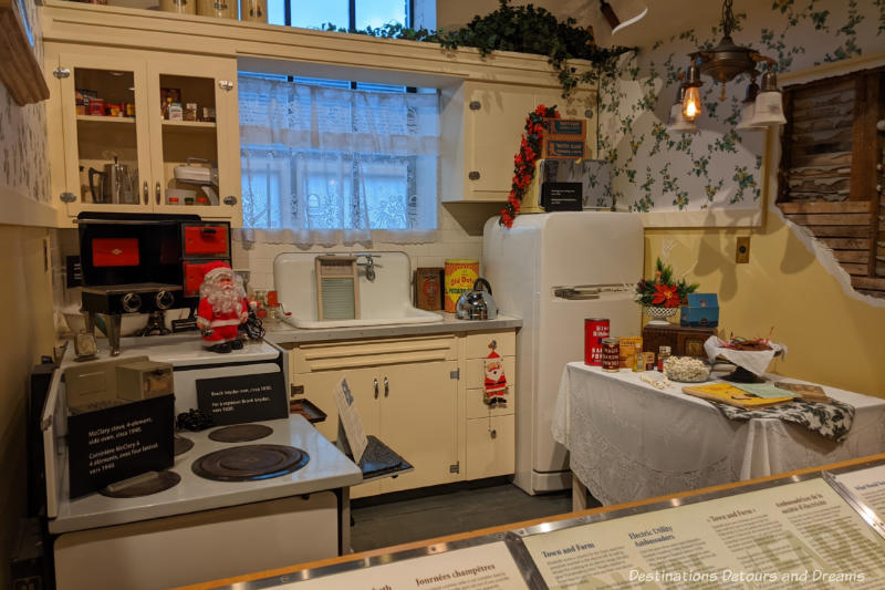 Museum exhibit recreating a 1940's farm kitchen