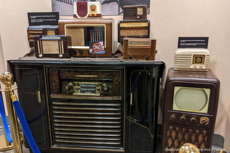 Museum display of early television and radios ets