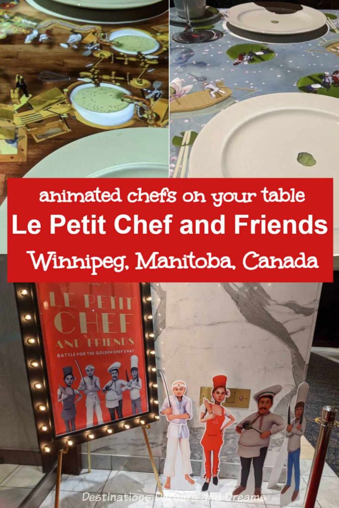 Dining With Le Petit Chef and Friends - Animated dining show at the table of a four-course dinner at The Velvet Glove restaurant in Winnipeg, Manitoba, Canada where 3D projected animated tiny chefs put on a show at your table 