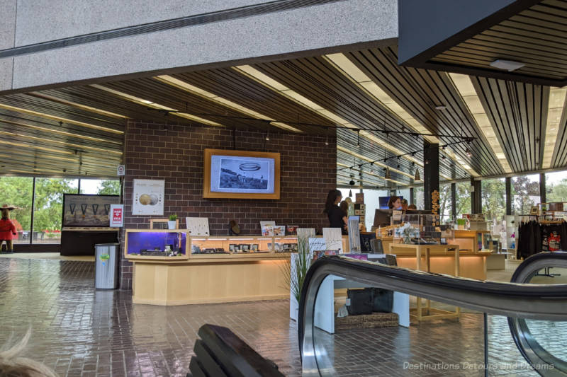 Boutique with wooden front desk and windowed walls